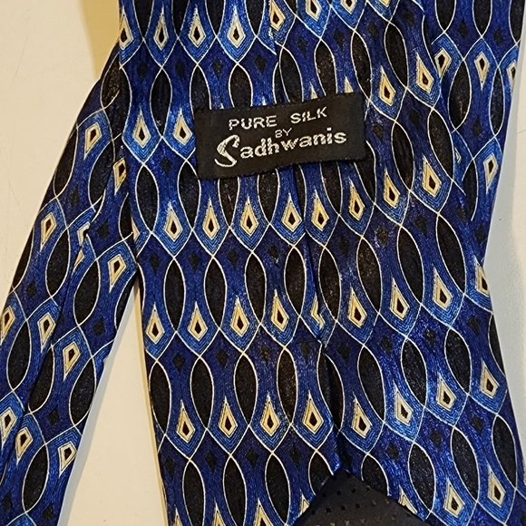 Pure Silk by Sadhwanis blue and black tie - Picture 3 of 4